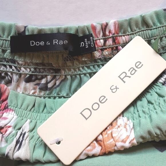 Anthropologie Doe & Rae NWT Green Floral Smocked Ruffled Sleeve Loose Blouse S - Picture 5 of 6